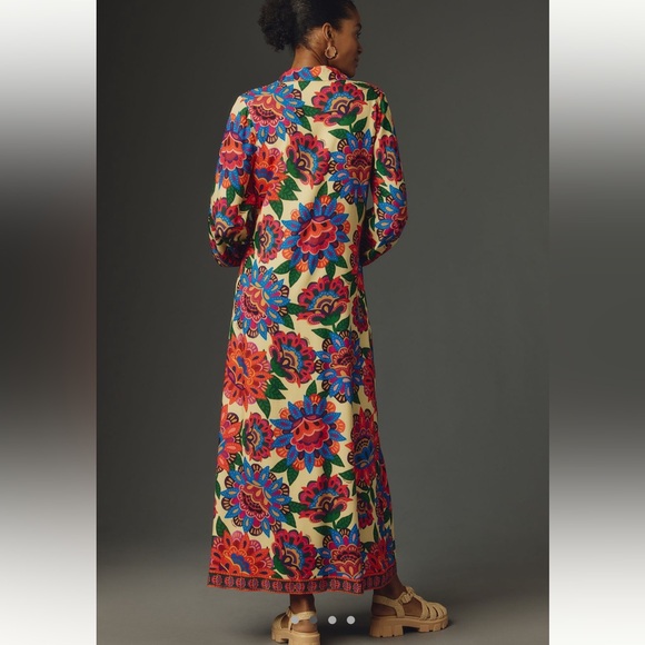 NWT FARM Rio Floral Long-Sleeve Midid/Maxi Buttondown dress - Picture 5 of 7